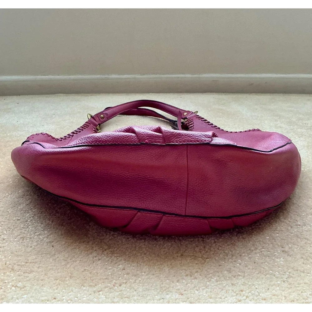 orYANY Pink Leather Hobo Shoulder Barbiecore Classic Textured Top Zip Tassel Y2K